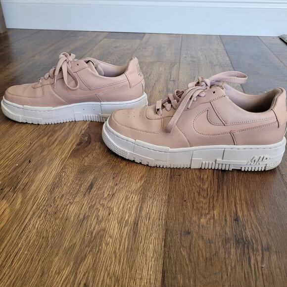 Women's 8.5 Nike Air Force 1 Pixel Particle Beige Pink Platform Sneakers Shoes - Picture 5 of 11